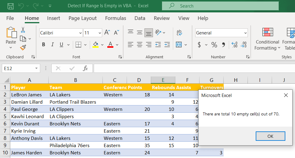 Detect If Range Is Empty in VBA