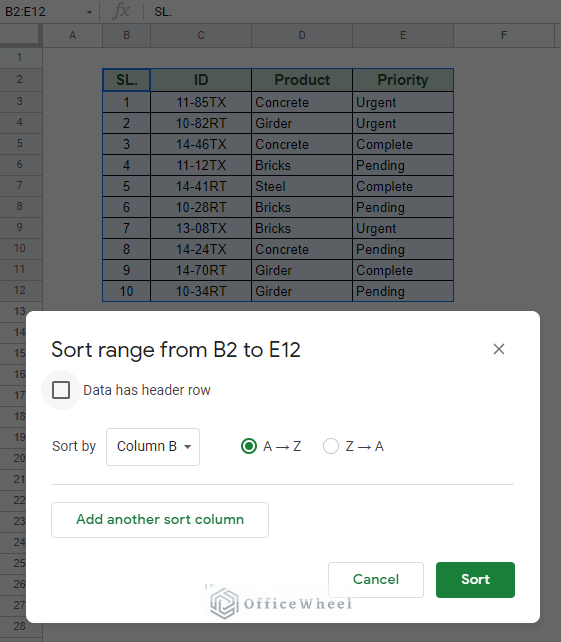 How to Apply a Custom Sort in Google Sheets OfficeWheel