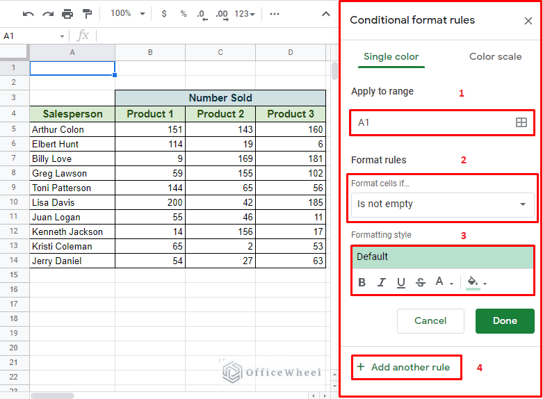 Using Conditional Formatting With Custom Formula in Google Sheets
