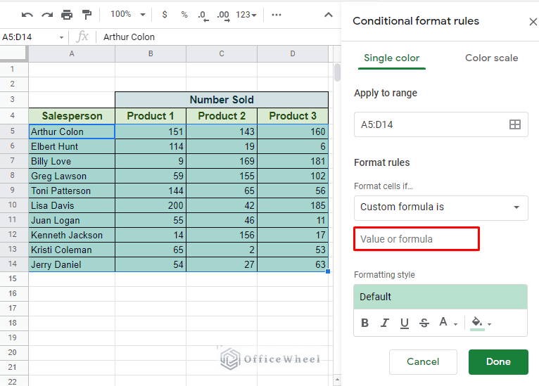Using Conditional Formatting With Custom Formula in Google Sheets OfficeWheel