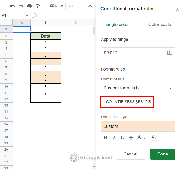 Using Conditional Formatting With Custom Formula in Google Sheets OfficeWheel