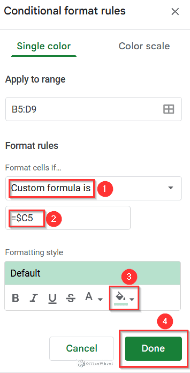Conditional Formatting with Checkbox in Google Sheets