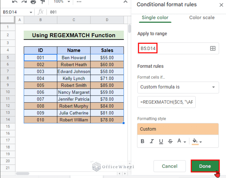 Highlight Row If Cell Contains Text with Conditional Formatting in