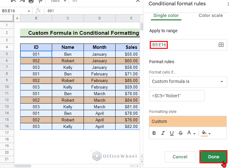 Highlight Row If Cell Contains Text with Conditional Formatting in
