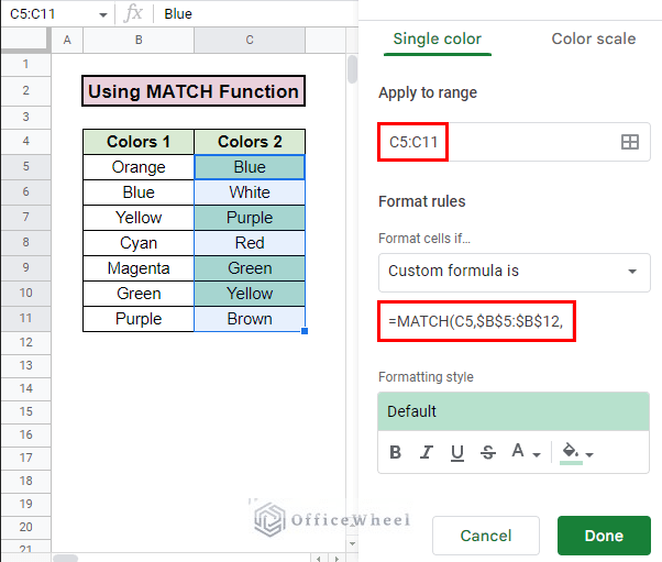 Highlight Duplicates in Two Columns in Google Sheets (2 Ways)