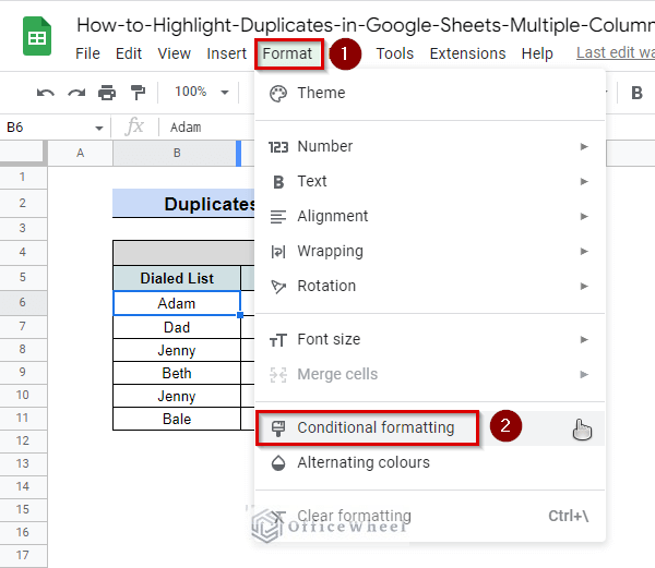 How to Highlight Duplicates for Multiple Columns in Google Sheets