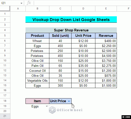 How to Use VLOOKUP with Drop Down List in Google Sheets