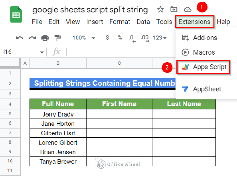How to Split String Using Apps Script in Google Sheets