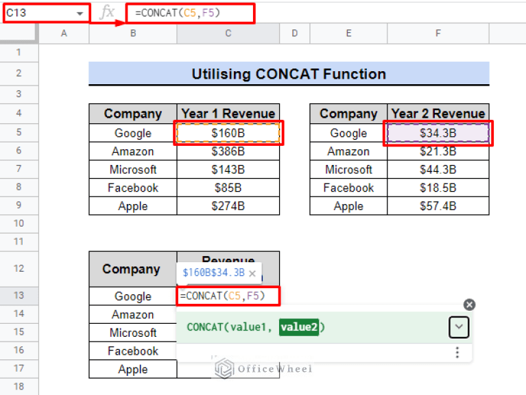 How to Concatenate Two Columns in Google Sheets OfficeWheel