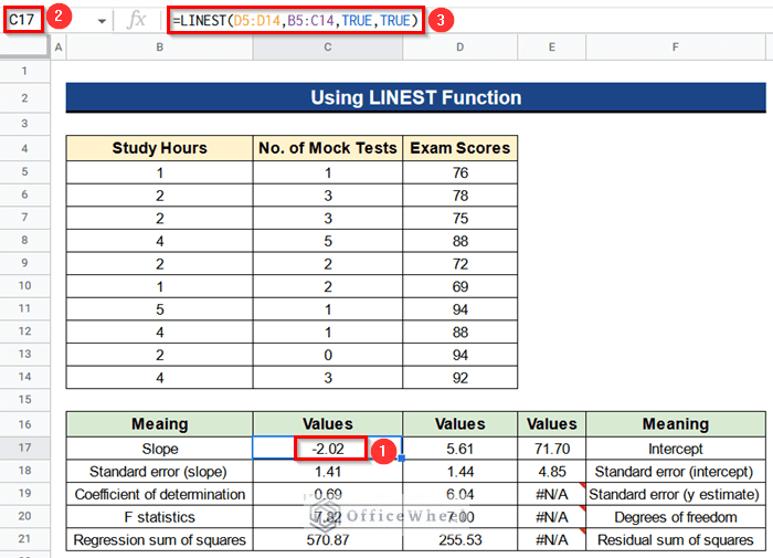 How to Find Linear Regression in Google Sheets (3 Methods)