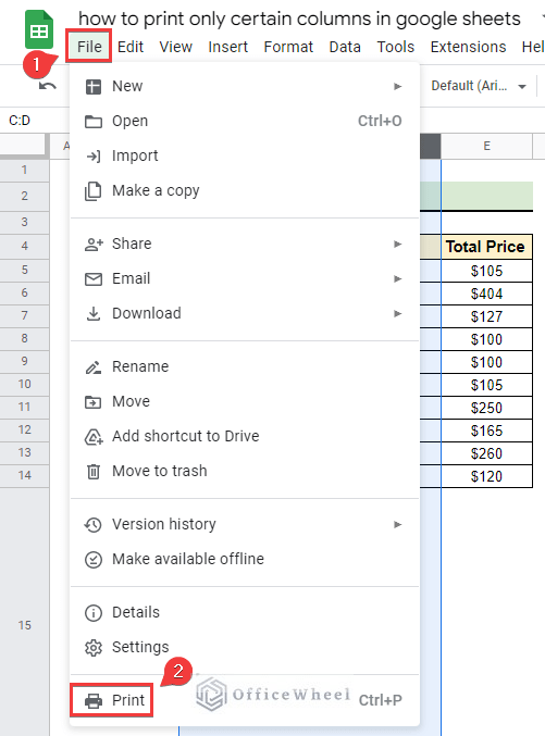 How to Print Only Certain Columns in Google Sheets (3 Ways)