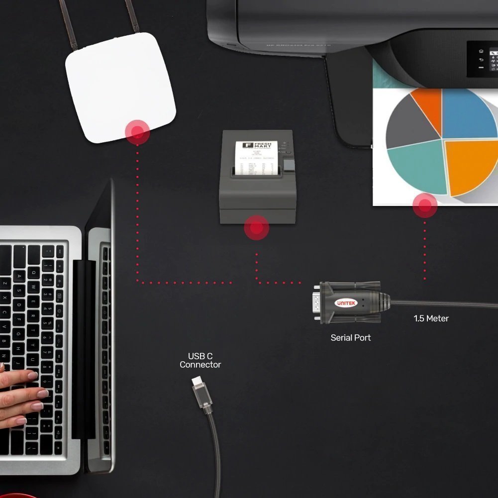 Unitek Converter USBC 1.1 to Serial 1.5m Y1105K OfficeWorks