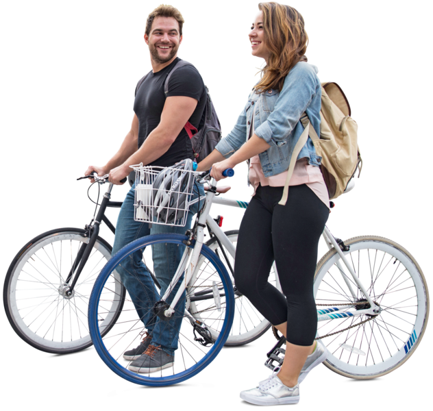 Man And Woman Riding Bicycles (PNG) Official PSDs