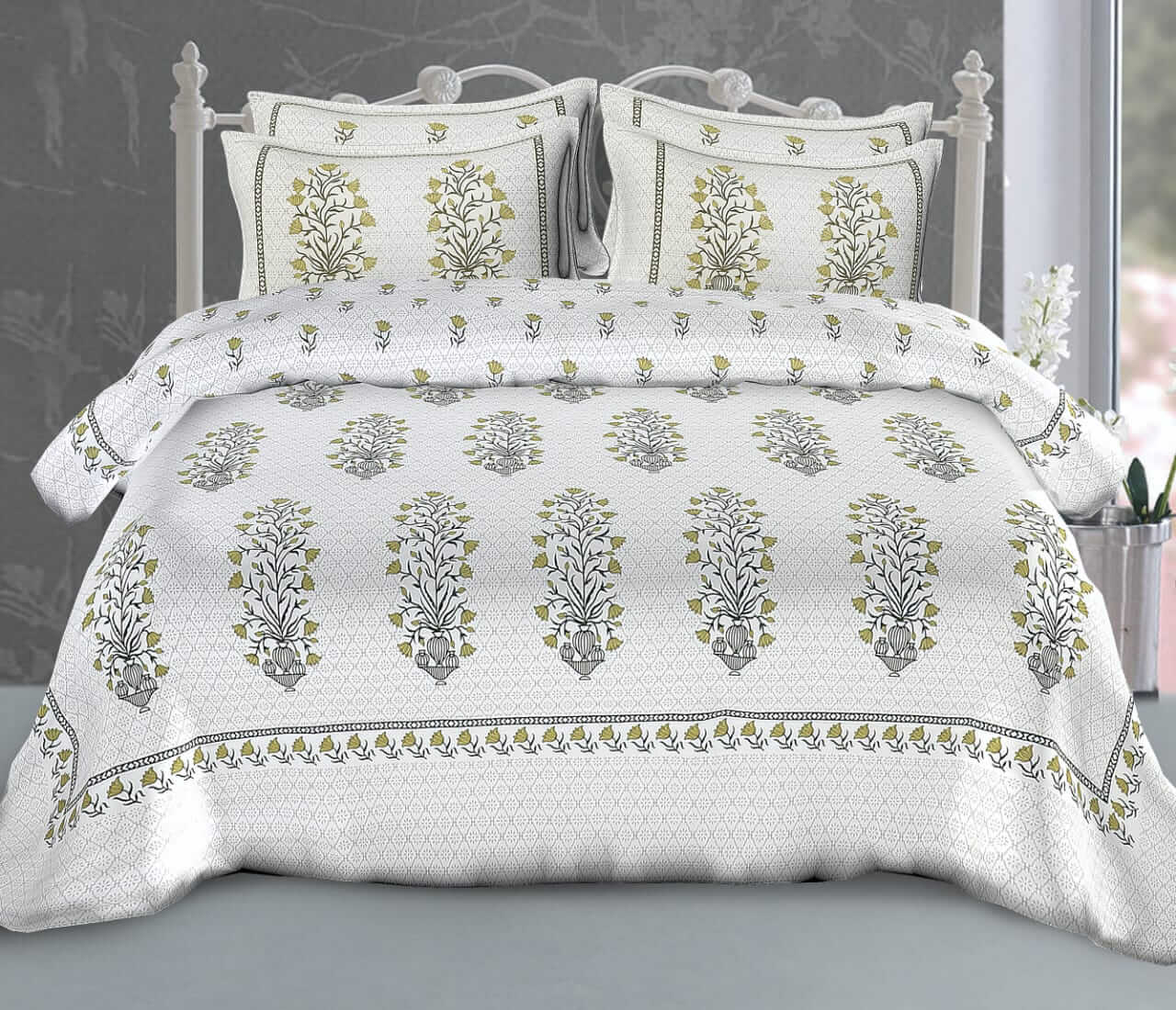KING SIZE ETHNIC RAJASTHANI BEDSHEETS WITH TWO PILLOW COVERS
