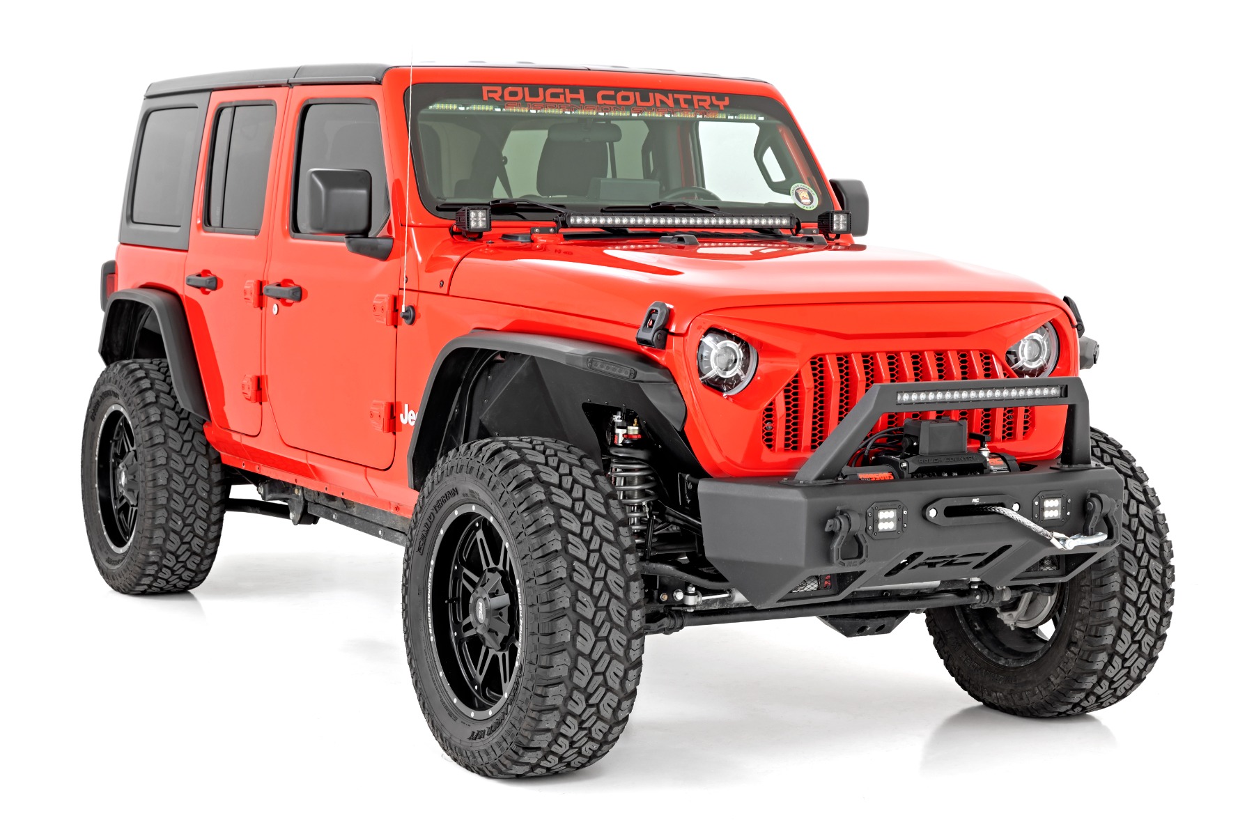 Rough Country High Clearance LED Flat Fender Flare Kit UV Treated Jeep Wrangler JL (1823