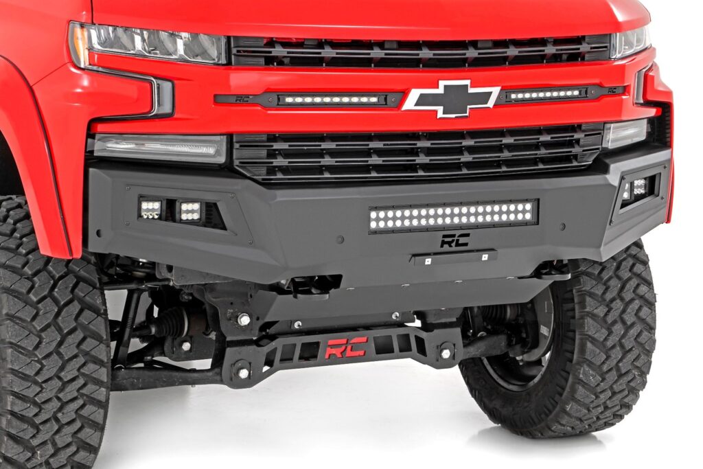 Rough Country High Clearance Front Bumper LED Lights & Skid Plate
