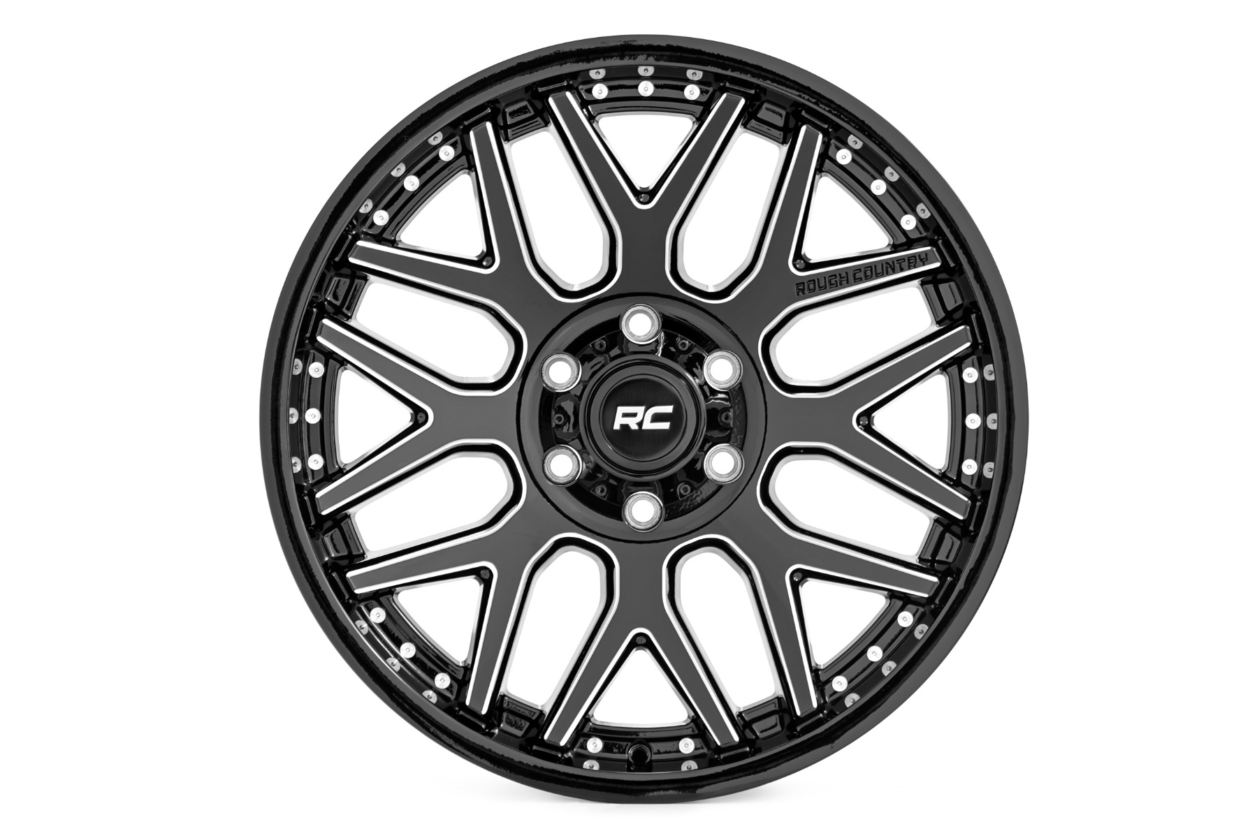 Rough Country 95 Series Wheel Machined OnePiece Gloss Black 20×10 8×170 19mm