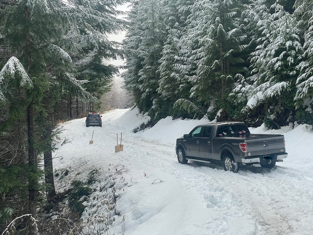 Multiple vehicles stuck in the snow in Oregon Offroad Portal