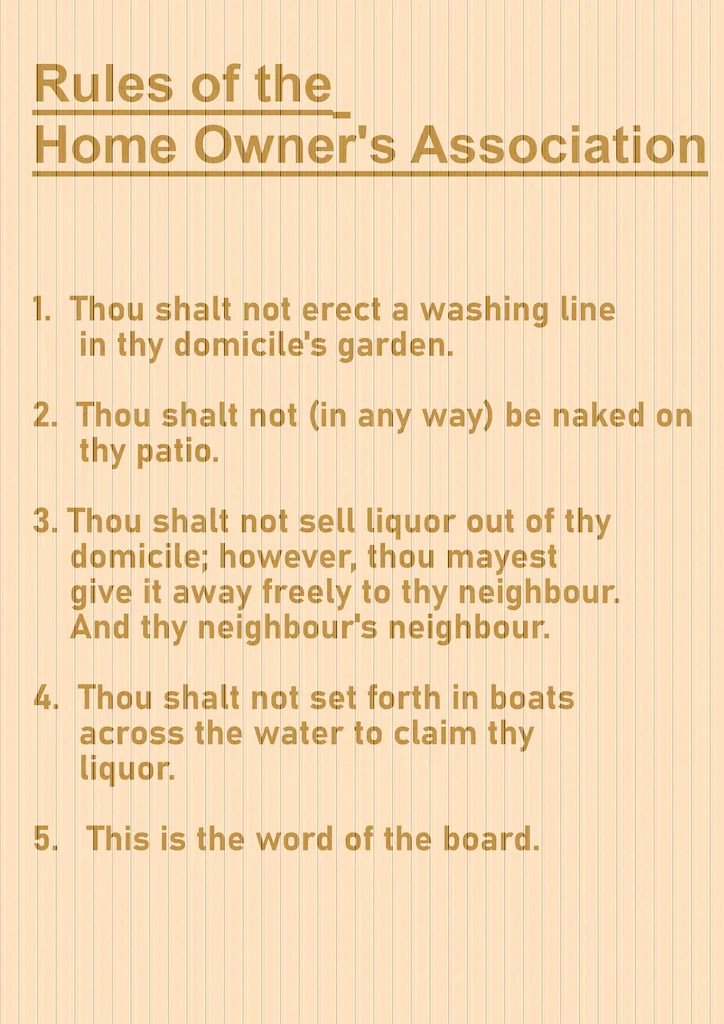 Things that go by the board comedy about home owner associations