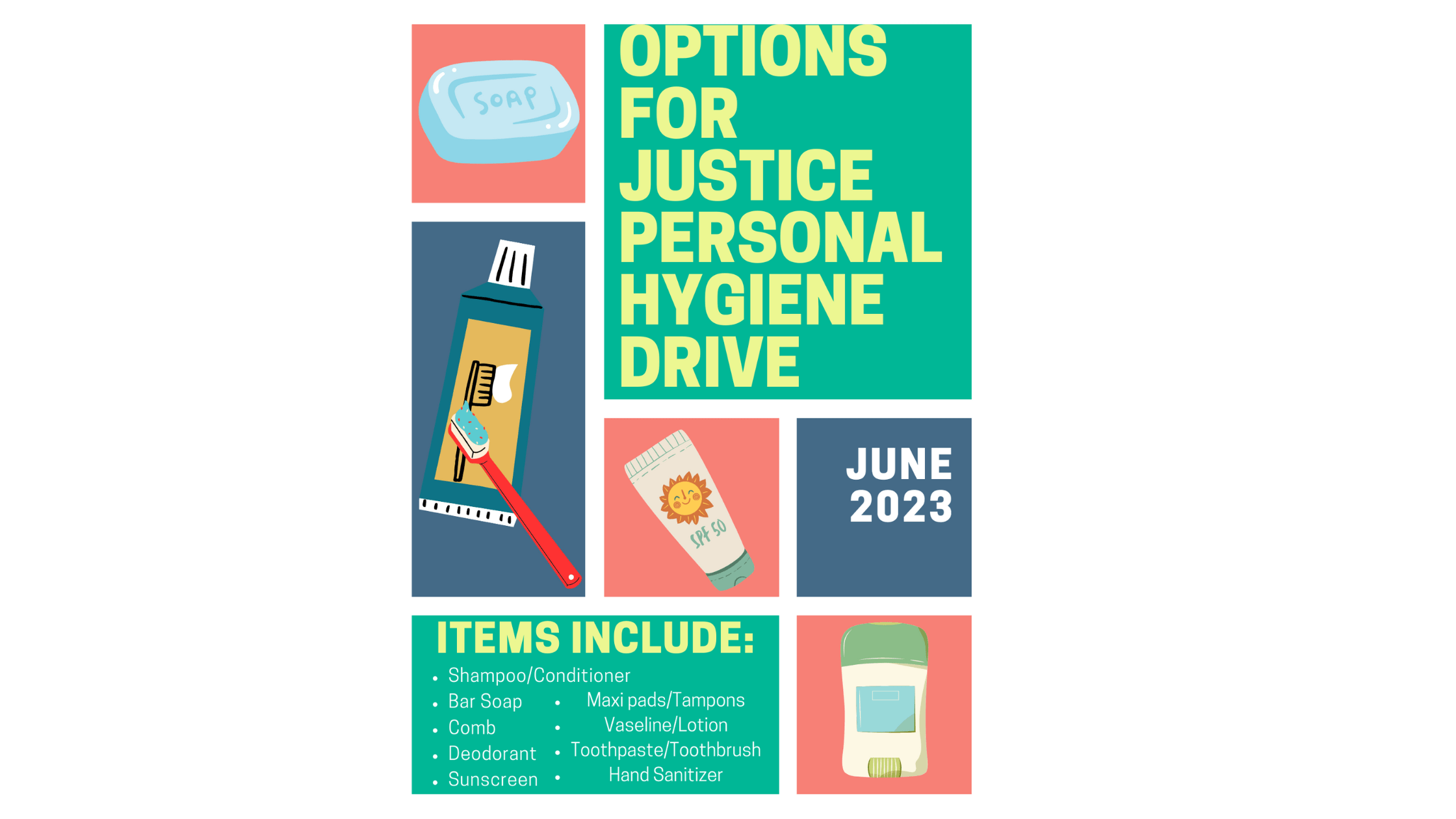 Options For Justice Personal Hygiene Drive (June 2023) Options For