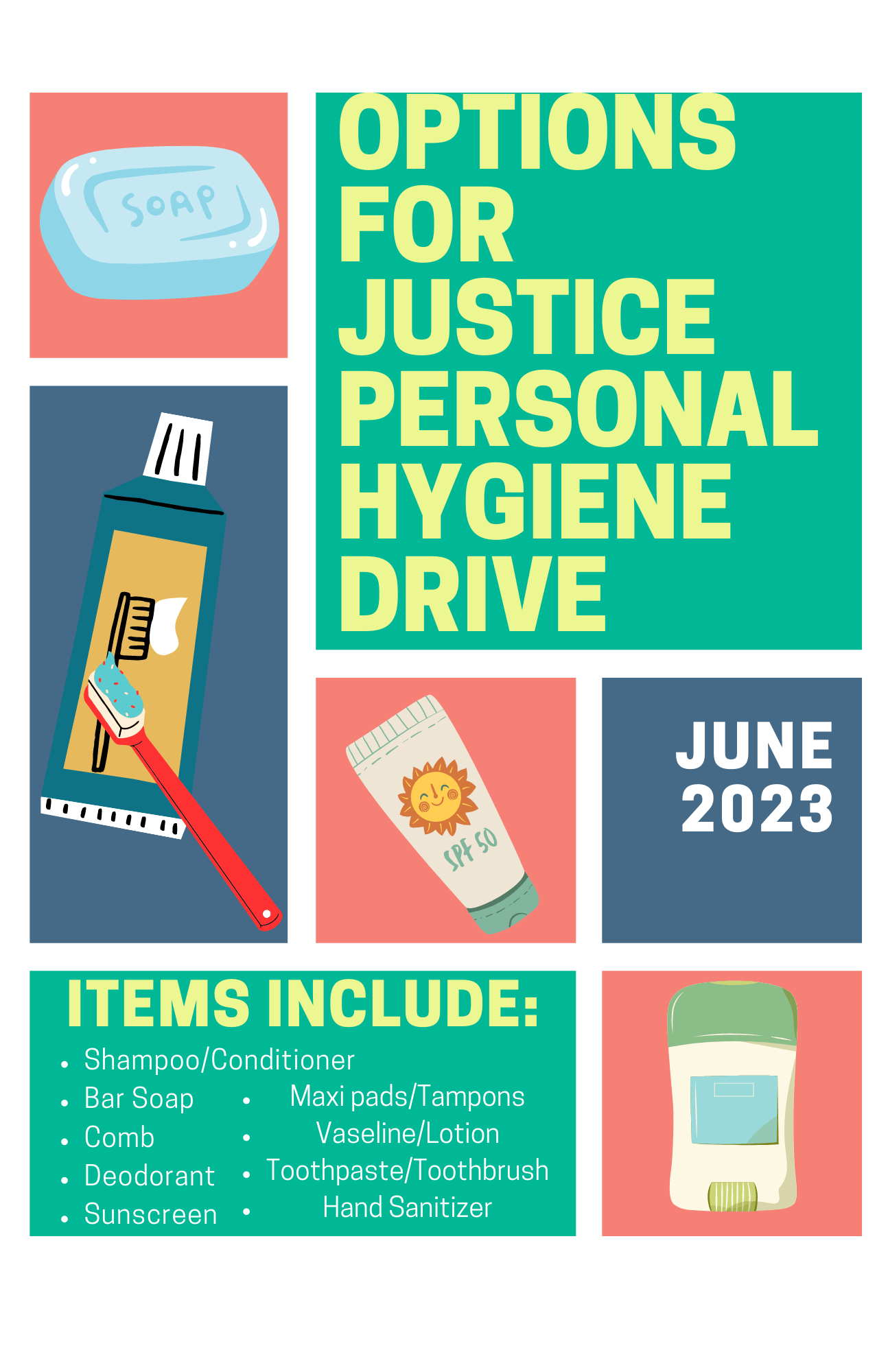 Options For Justice Personal Hygiene Drive (June 2023) Options For