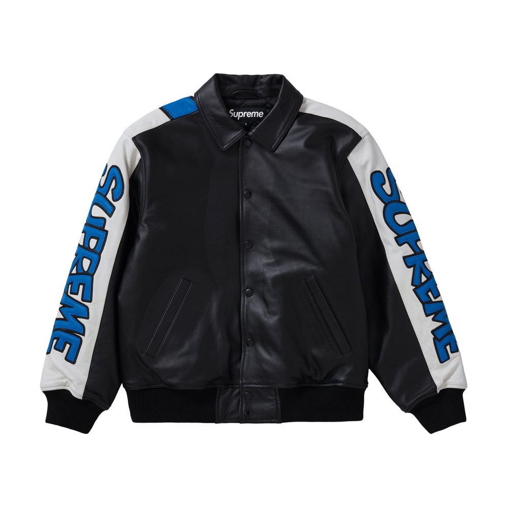 supreme leather varsity jacket