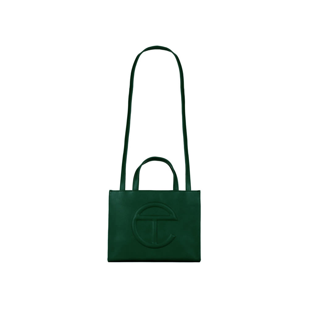 Telfar Shopping Bag Medium Dark Olive in Vegan Leather with Silver