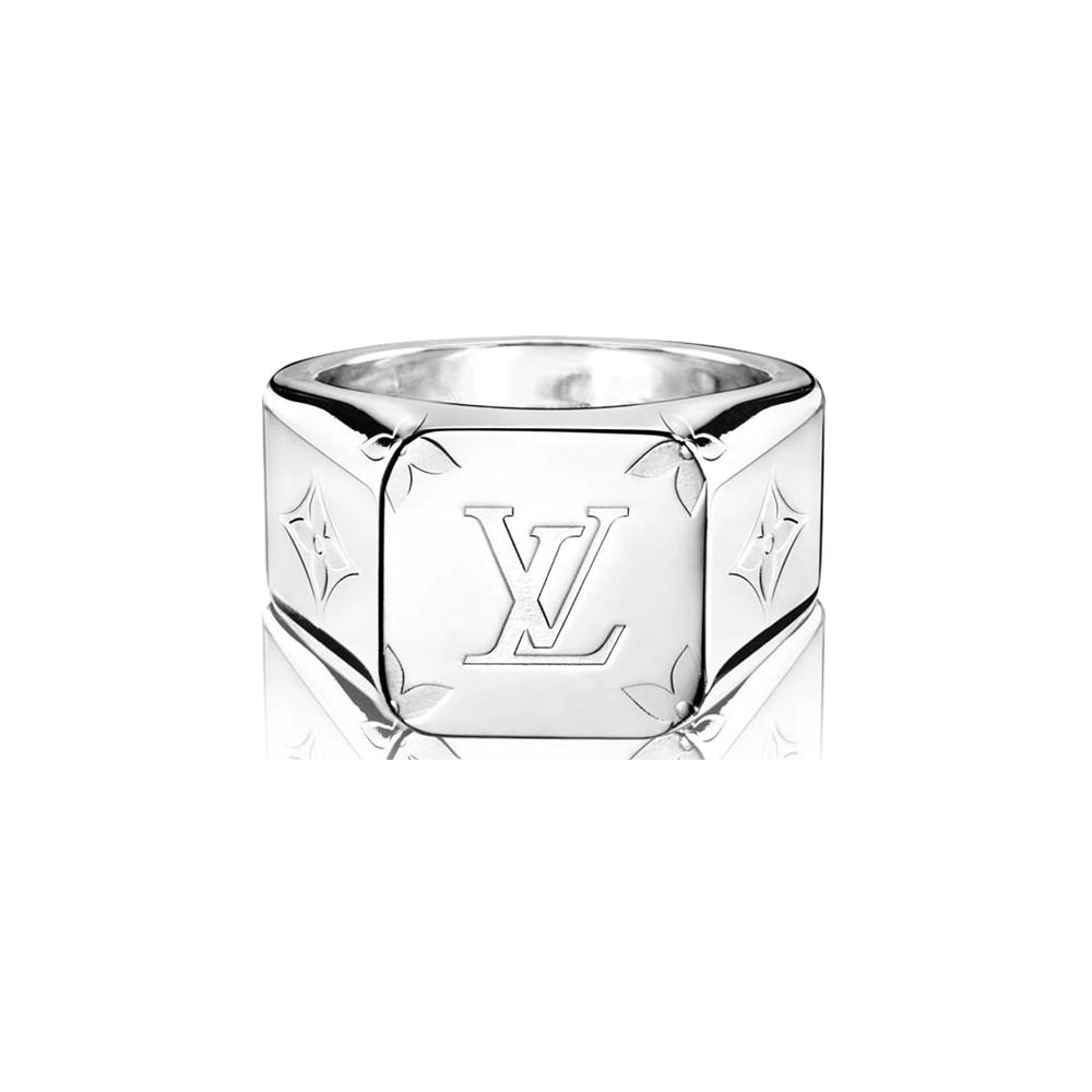 Louis Vuitton Ring Engraved Monogram Palladium in Zamac with