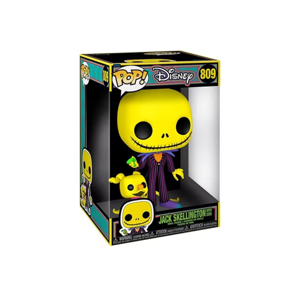 Funko Pop! Disney The Nightmare Before Christmas Black Light Jack Skellington With Zero 10 Inch