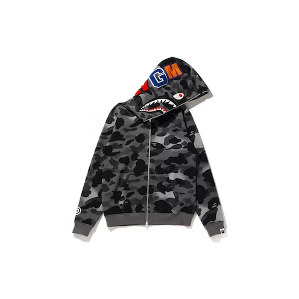 BAPE Women’s GRID Camo Shark Full Zip Hoodie BlackBAPE Women's GRID