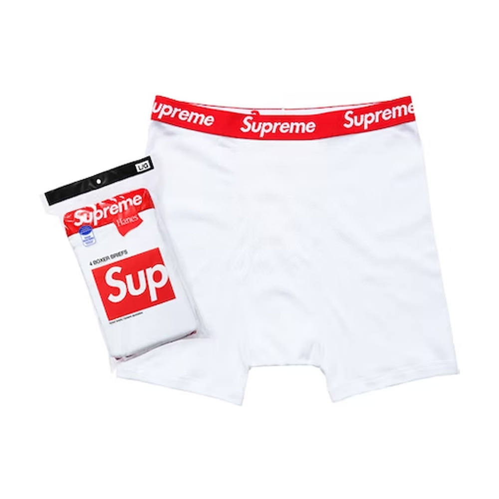 Supreme Hanes Boxer Briefs (4 Pack) WhiteSupreme Hanes Boxer Briefs (4