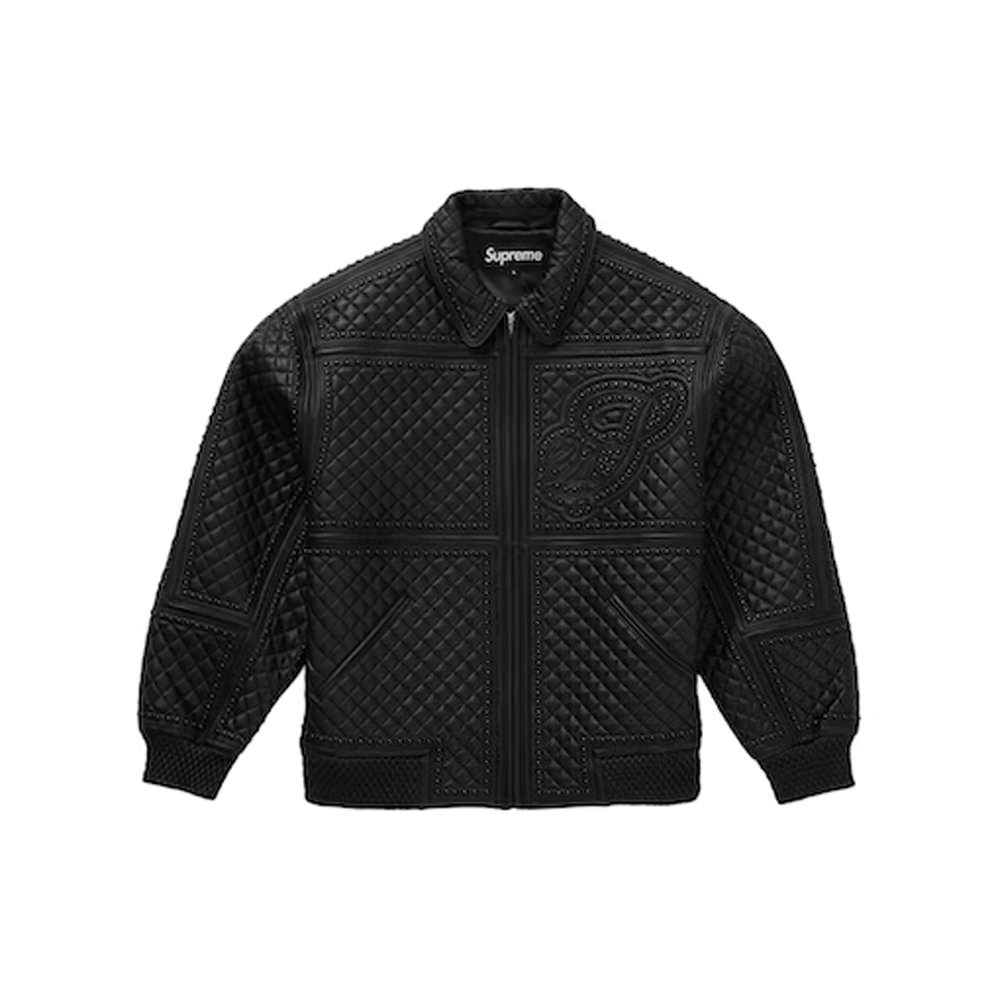 Supreme Studded Quilted Leather Jacket BlackSupreme Studded Quilted
