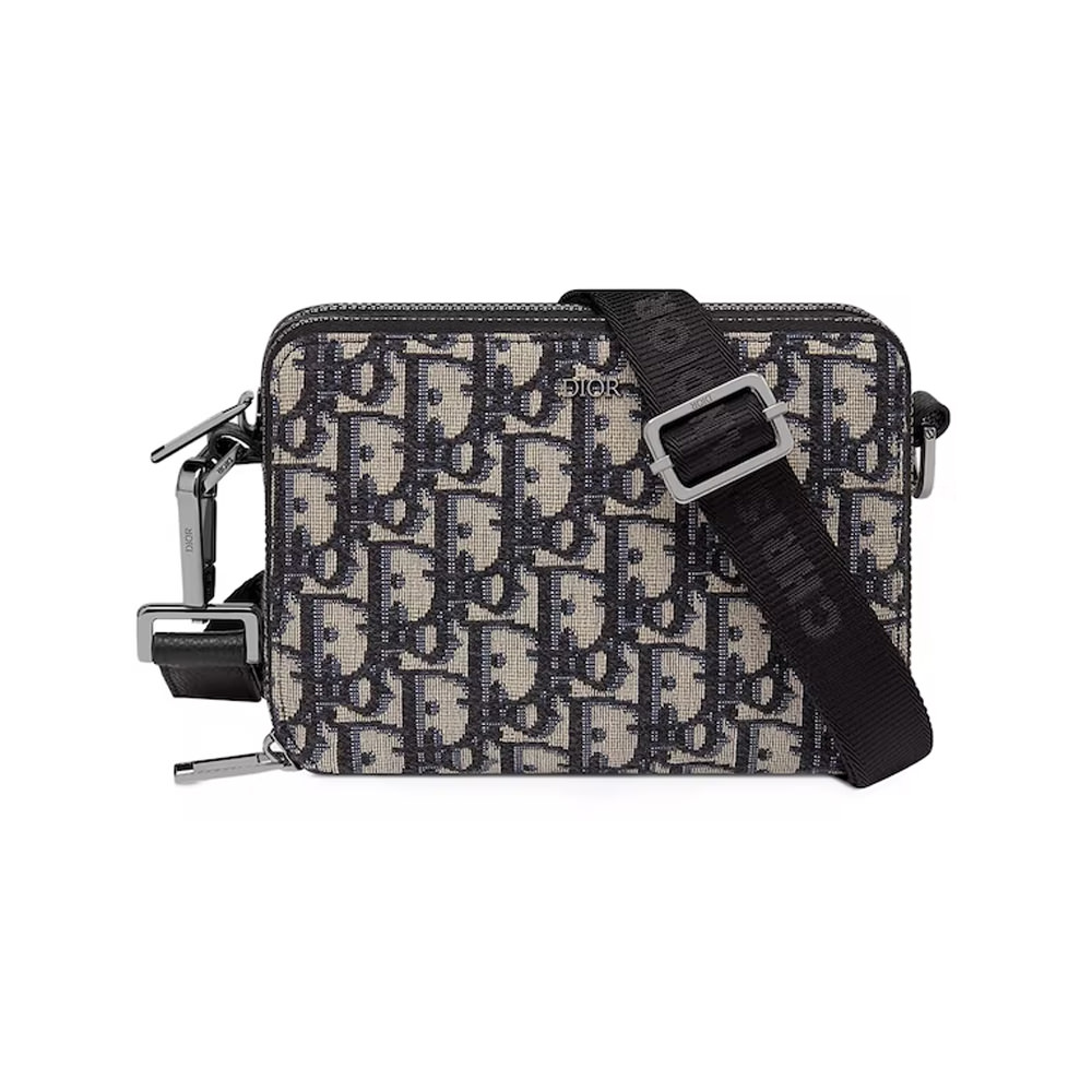 Dior Pouch with Shoulder Strap Oblique Jacquard Beige/BlackDior Pouch