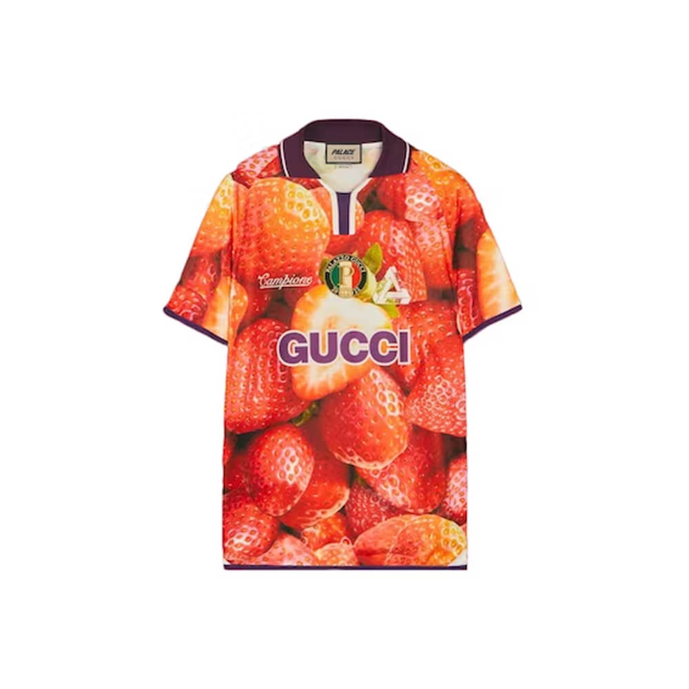 Palace x Gucci Strawberry Print Technical Jersey Football Tshirt