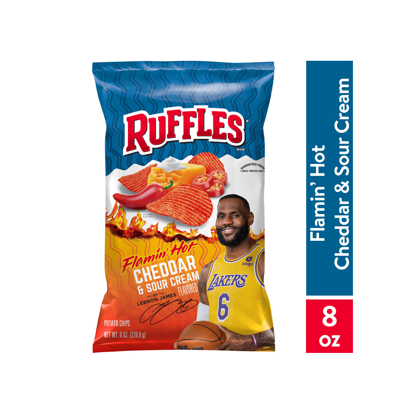 Ruffles Potato Chips Flamin’ Hot Cheddar and Sour Cream Flavored, 8