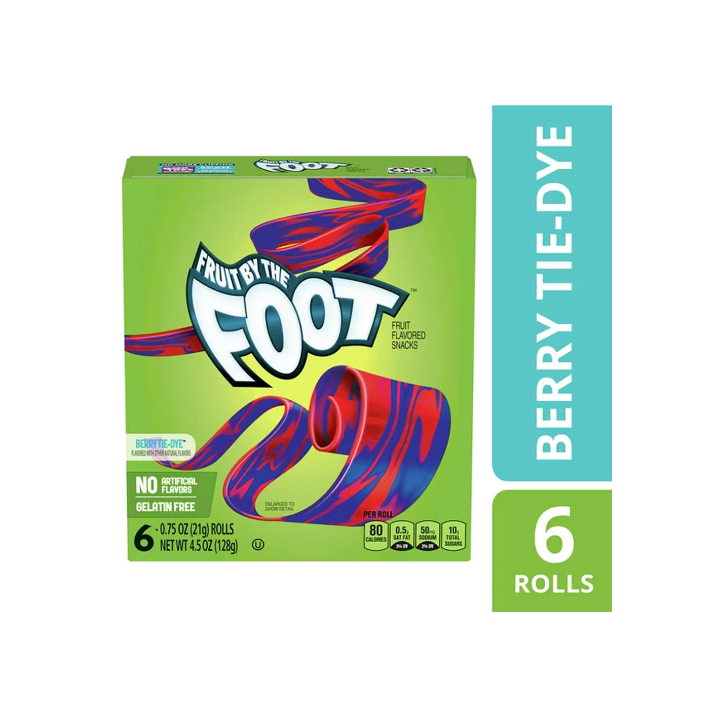 Fruit by the Foot Fruit Flavored Snacks, Berry TieDye, 4.5 oz, 6