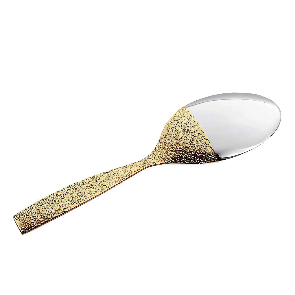 Dressed 24ct goldplated stainless steel serving spoonDressed 24ct gold