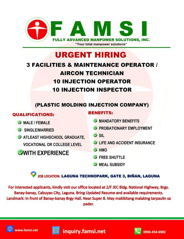 Fully Advanced Manpower Solutions, Inc. is now Hiring Production