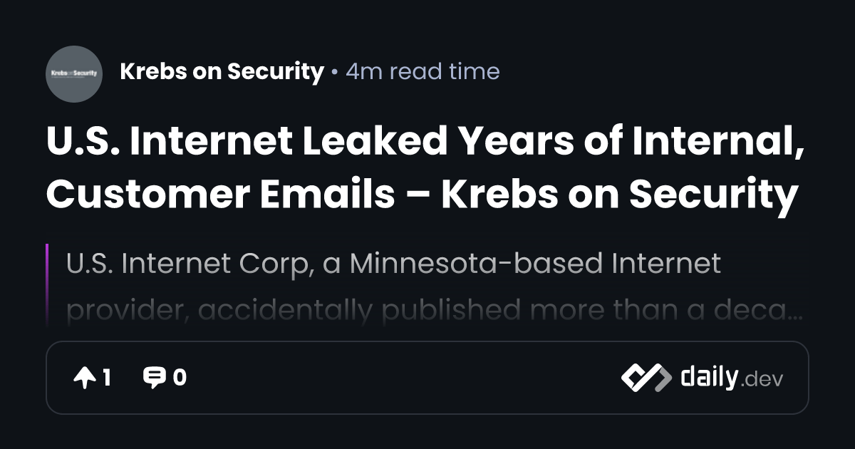 U.S. Leaked Years of Internal, Customer Emails Krebs on