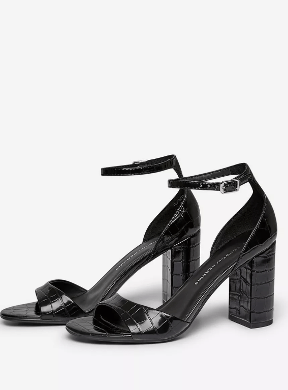 Dorothy Perkins Black 'Shilling' Croc Heel Sandals OGalax