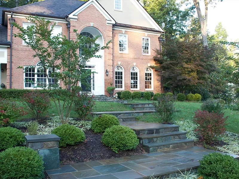 Front Yard Landscape Design & Home Sidewalk in Vienna, VA O'Grady's