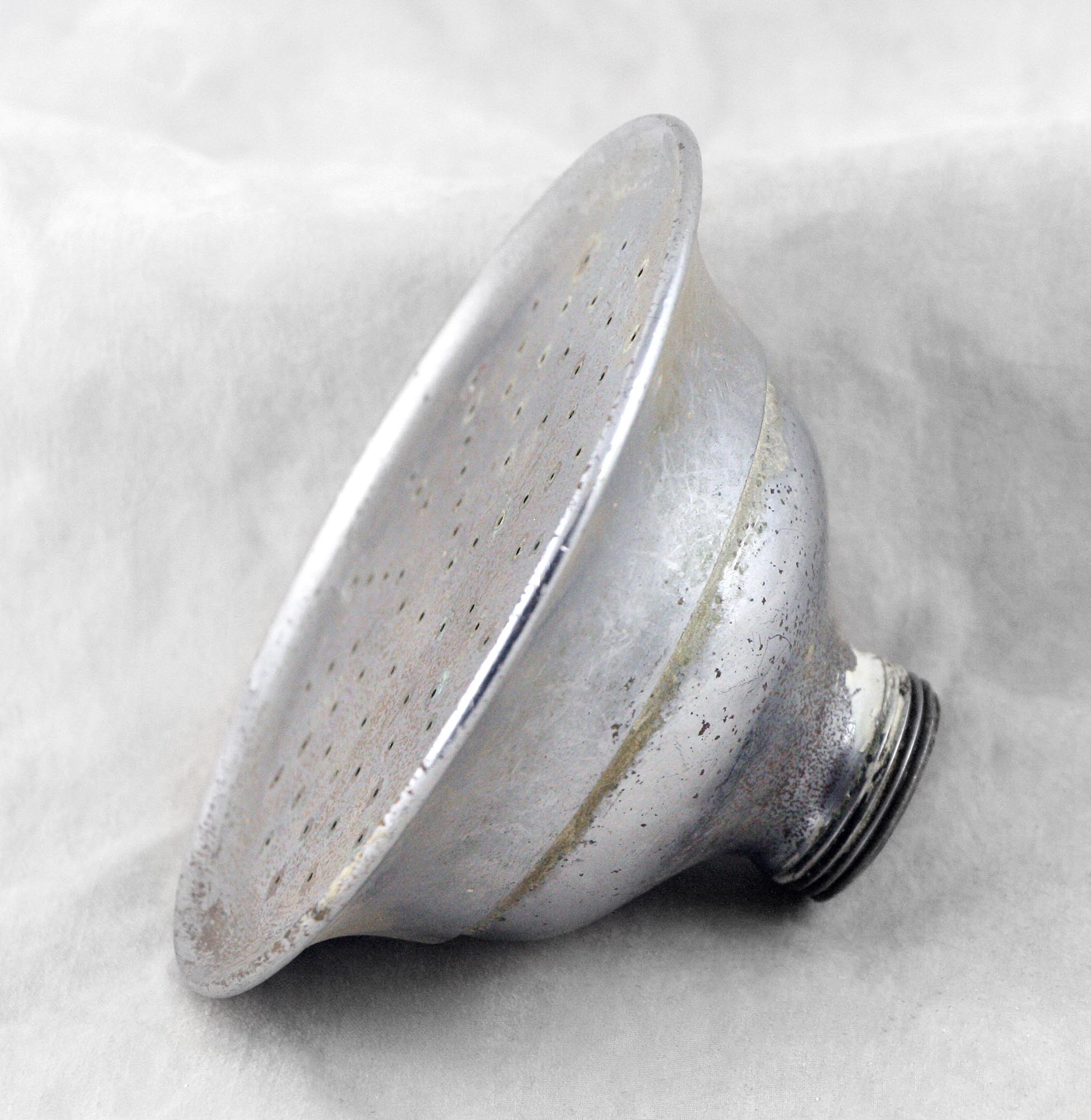 Antique Round 4.875 in. Nickeled Brass Shower Head Olde Good Things