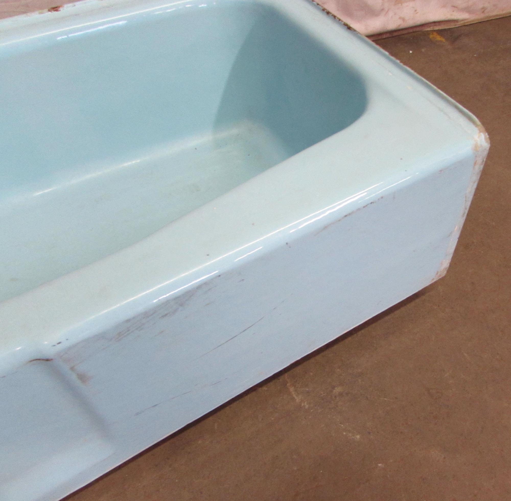 1950s Reclaimed Light Blue 4.5 ft Alcove Bathtub Olde Good Things