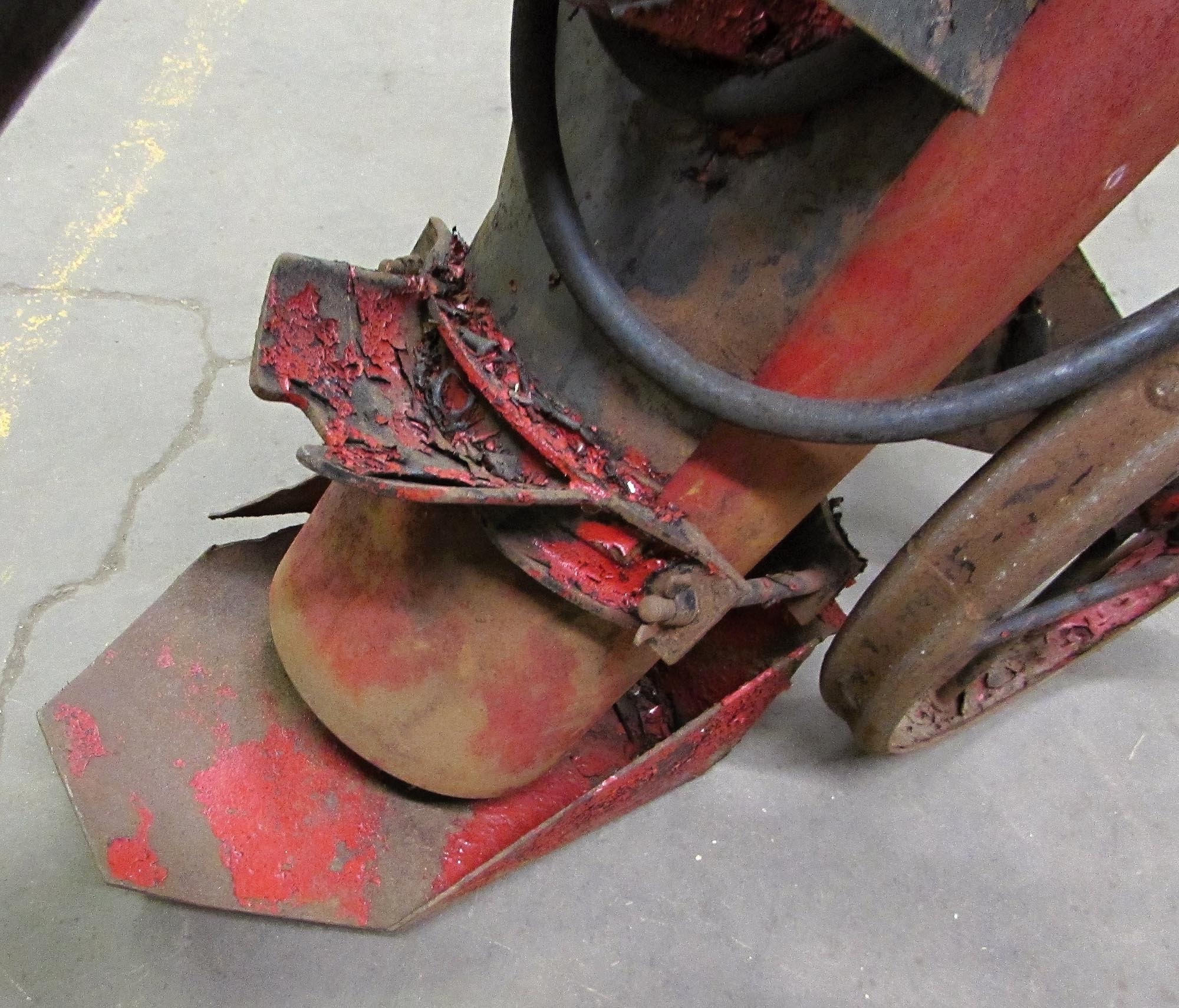 Reclaimed Antique Red Fire Extinguisher Wheel Cast Iron Cart Olde