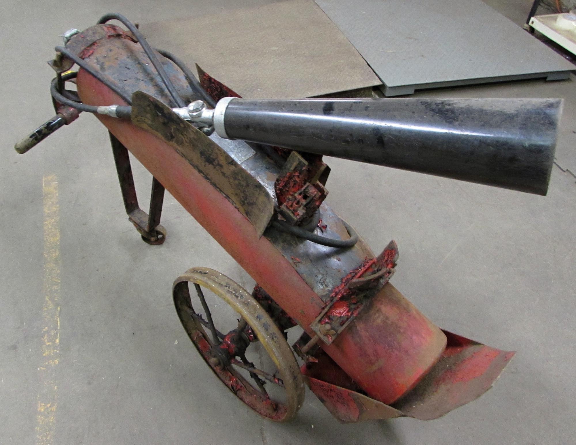 Reclaimed Antique Red Fire Extinguisher Wheel Cast Iron Cart Olde