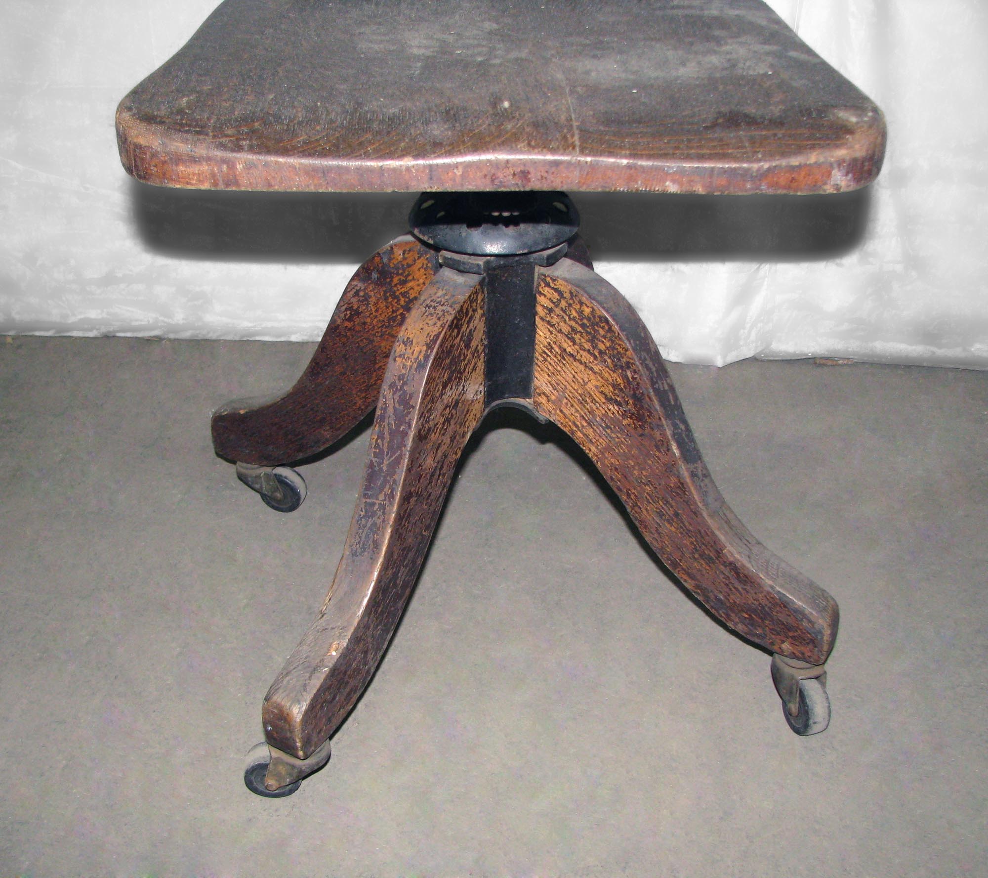 Antique Dark Tone Oak Rolling Office Chair Olde Good Things