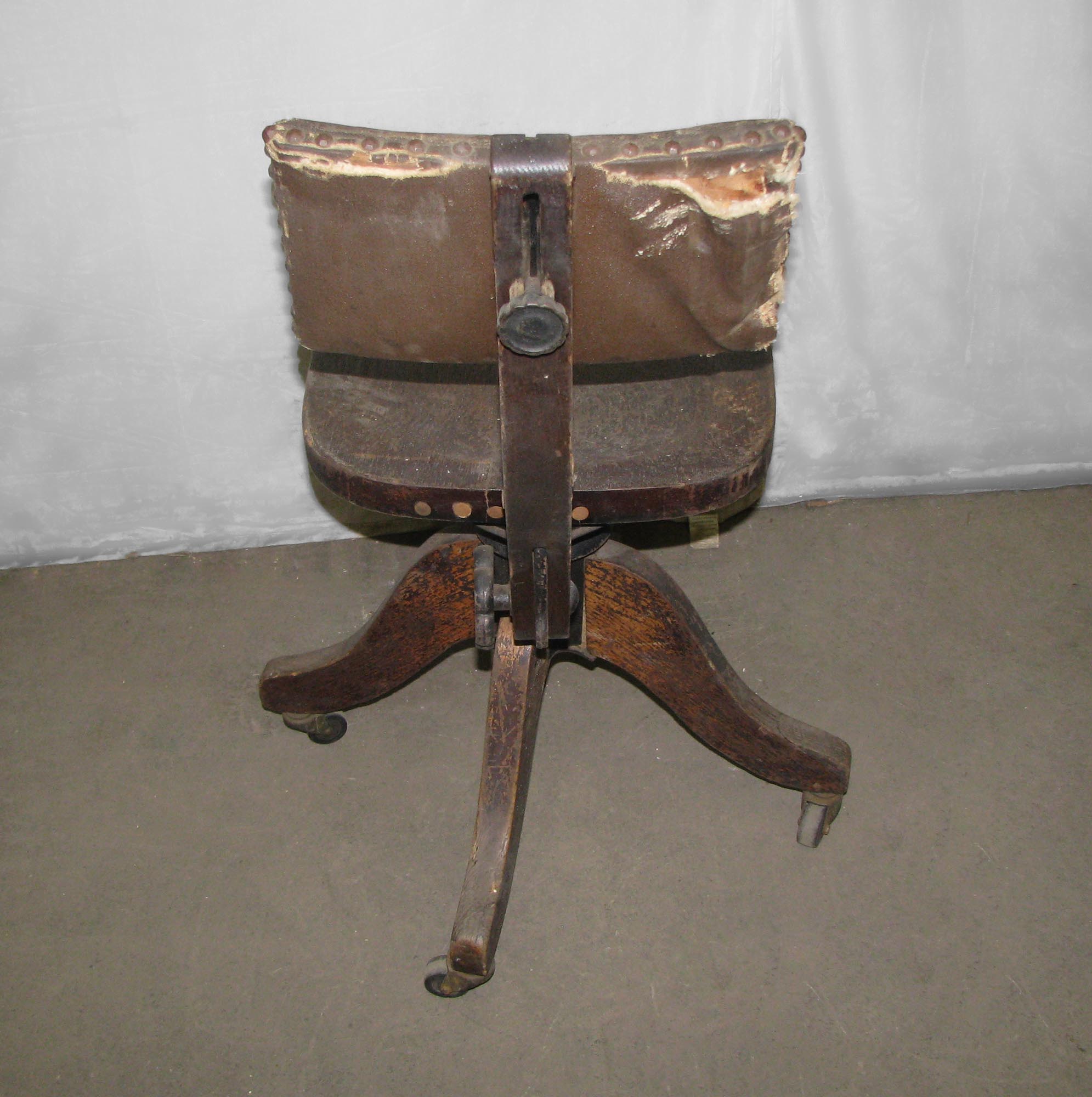 Antique Dark Tone Oak Rolling Office Chair Olde Good Things