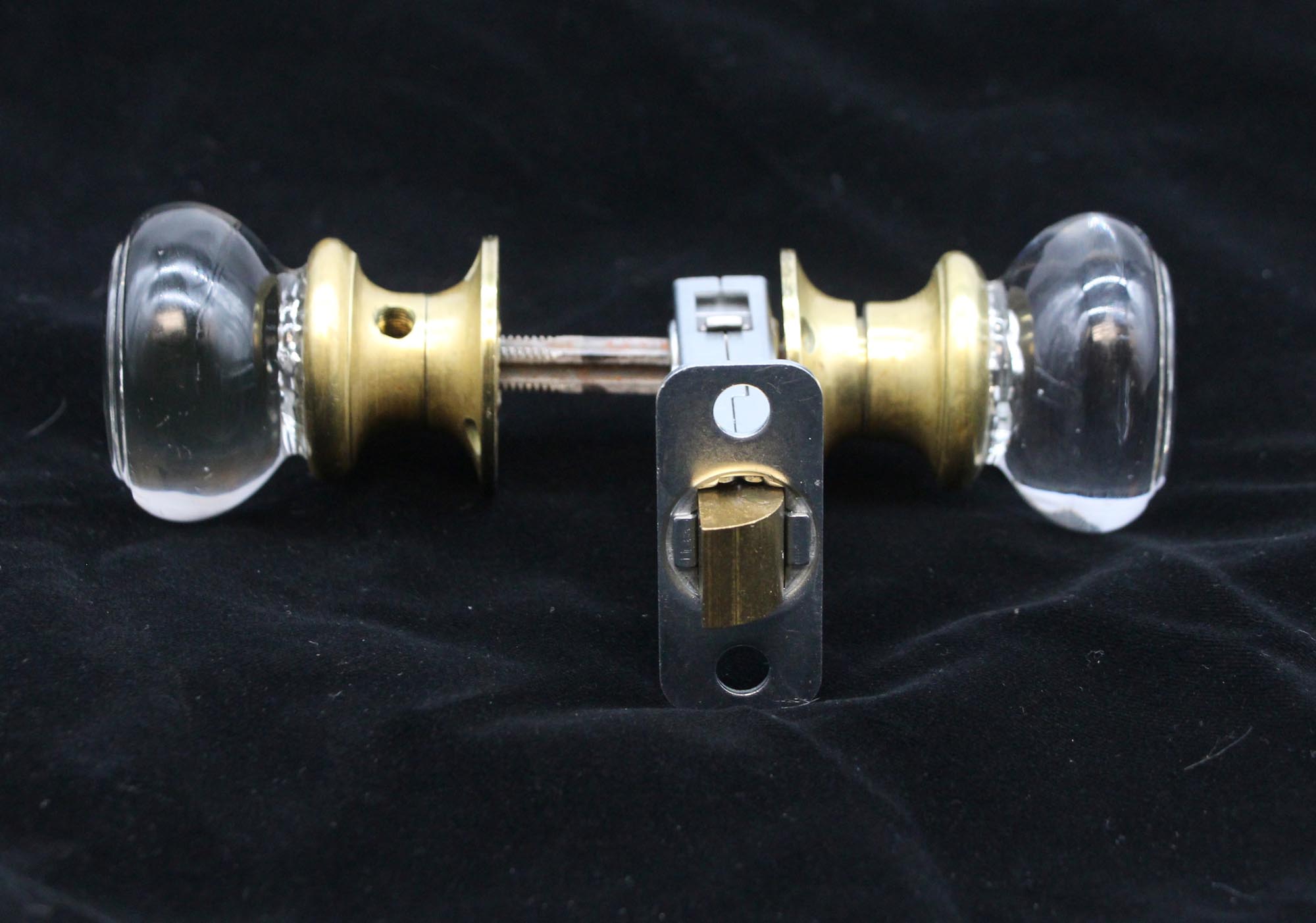 Complete Flat Round Clear Glass Door Knob Passage Set Olde Good Things