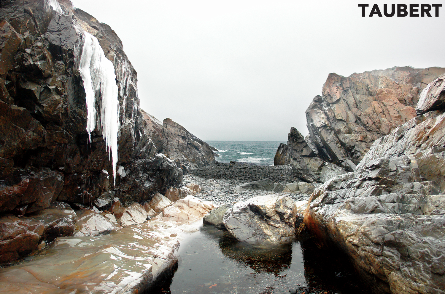 Ogunquit in the Winter Snow Storm in Perkins Cove Ogunquit Barometer