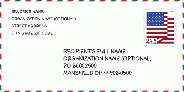 ZIP Code 5 44906 MANSFIELD, ONTARIO, OH Ohio United States ZIP Code 5 Plus 4 ️